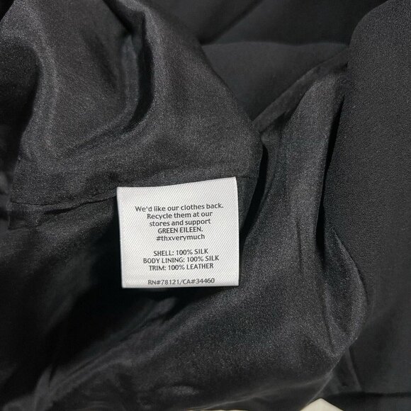 Eileen Fisher Sz Small Black Open Front Georgette Silk Crepe Blazer Jacket *READ - Picture 11 of 12